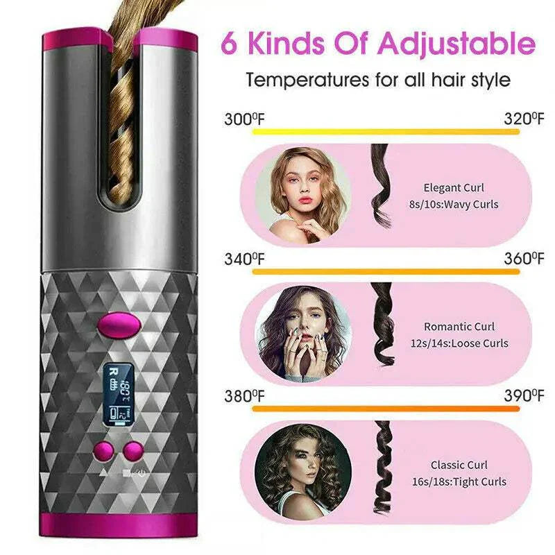 Wireless Ceramic Auto Rotating Hair Curler