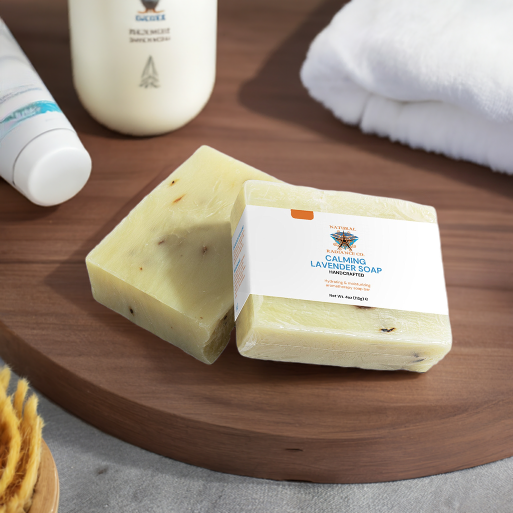 Calming Lavender Soap for sensitive skin with soothing lavender essence.