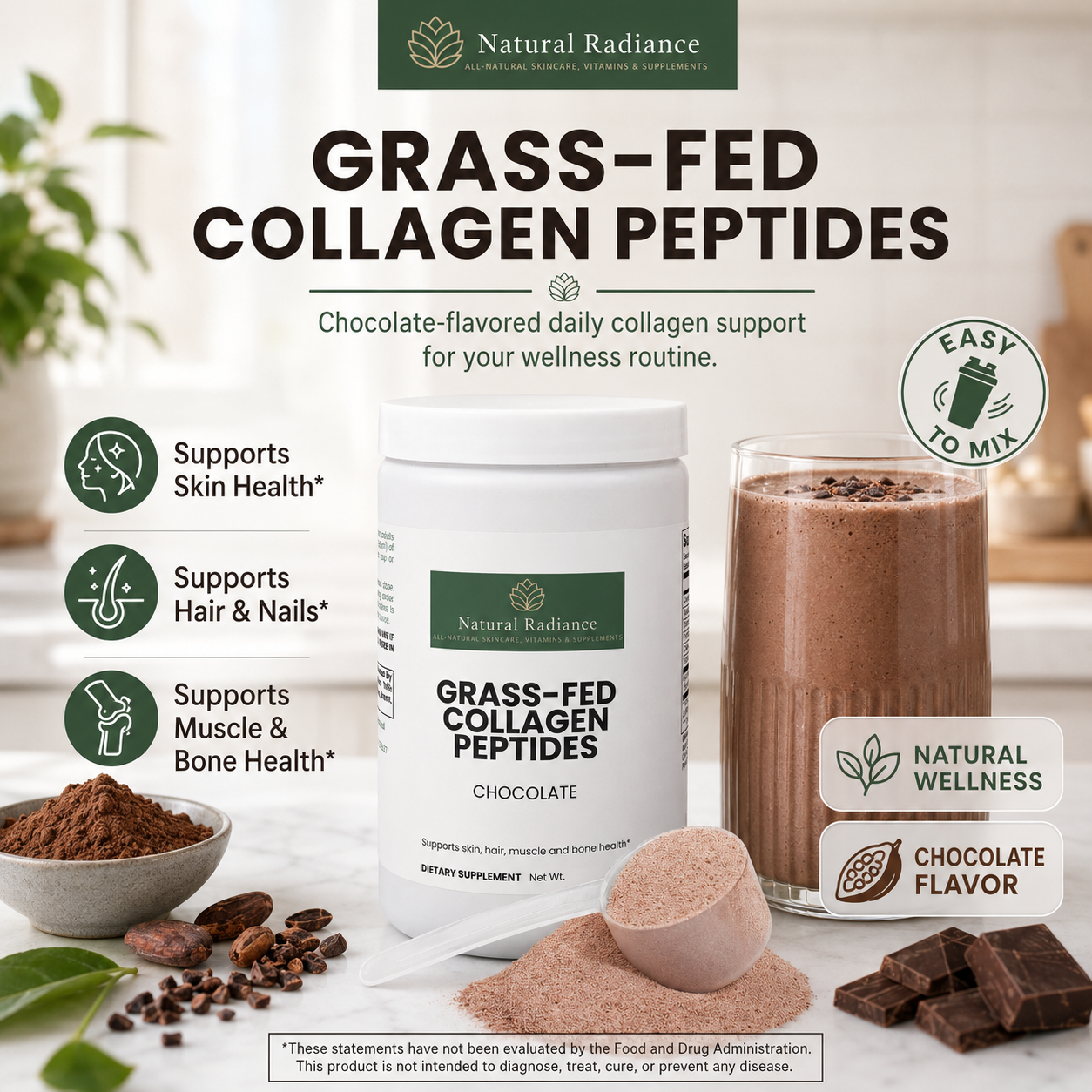 Grass-Fed Collagen Peptides Powder (Chocolate)