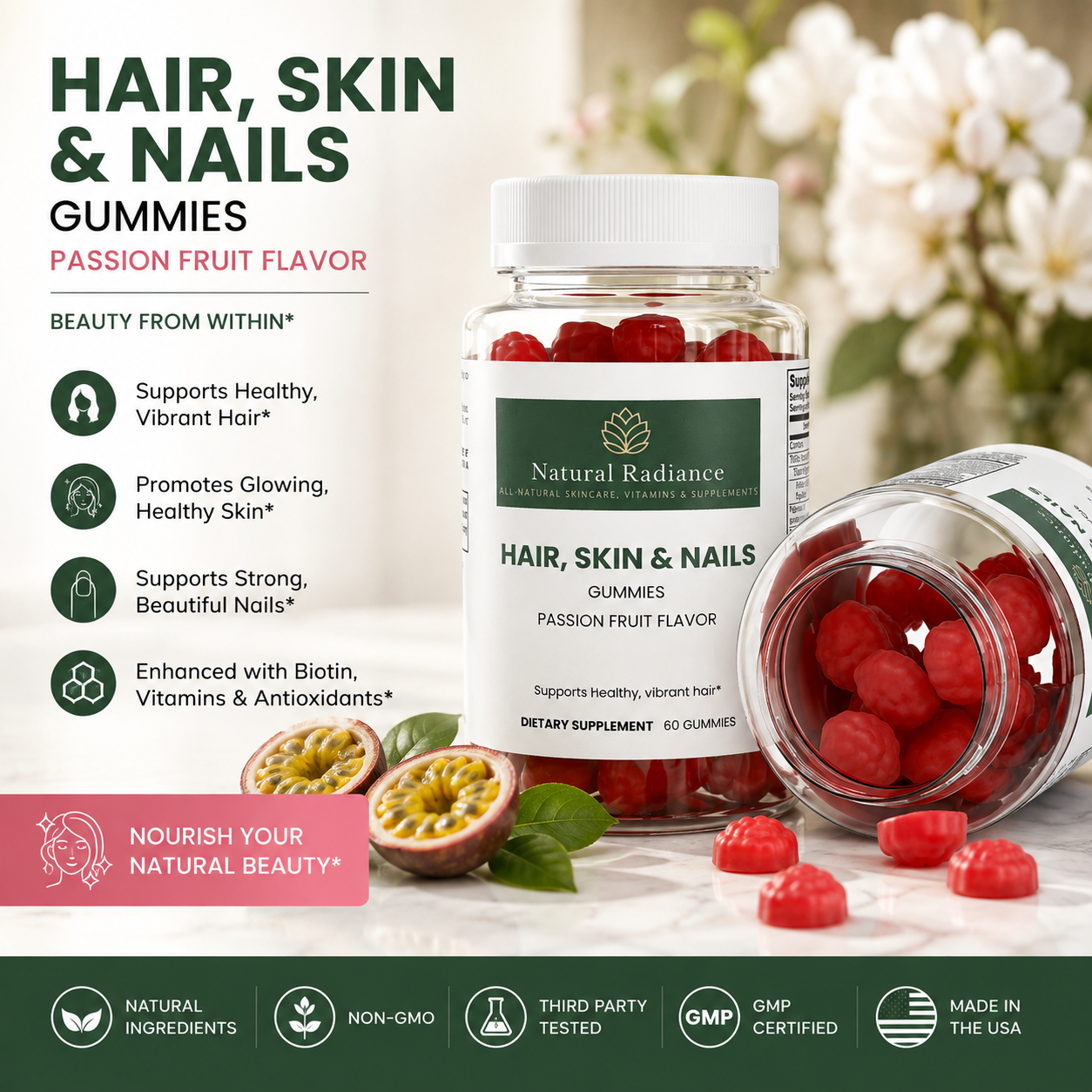 Gomitas para el cabello, piel y uñas