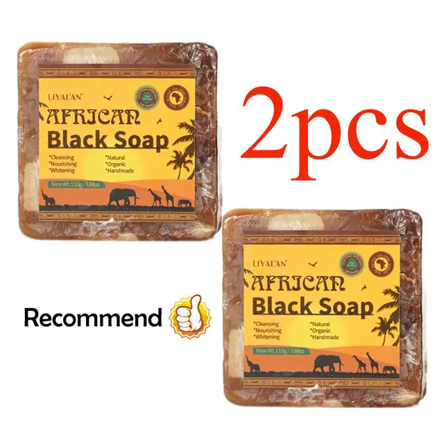 2 Handmade African Black Soap Duo