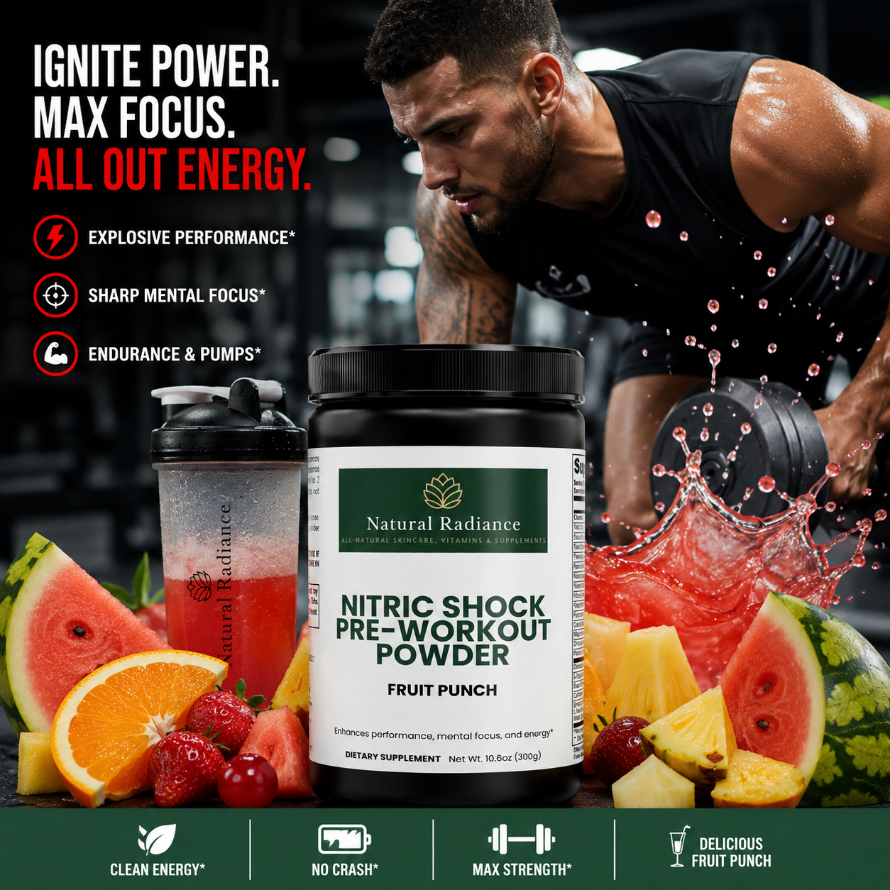 Nitric Shock Pre-Workout Powder (Fruit Punch)