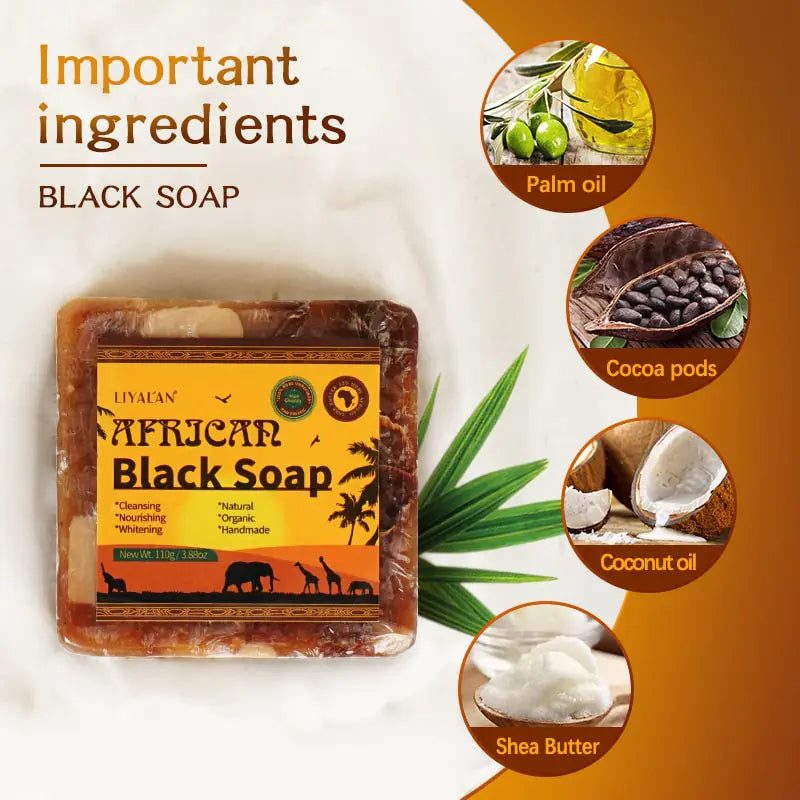 2 Handmade African Black Soap Duo