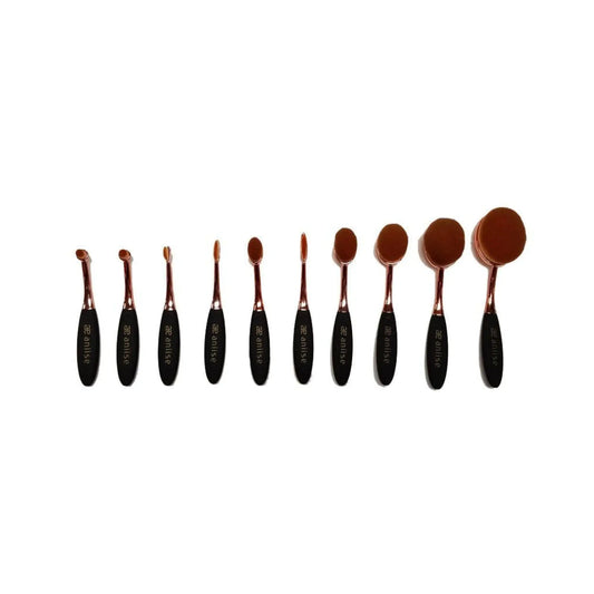 Professional Synthetic Oval Makeup Brush Set - 10 Piece