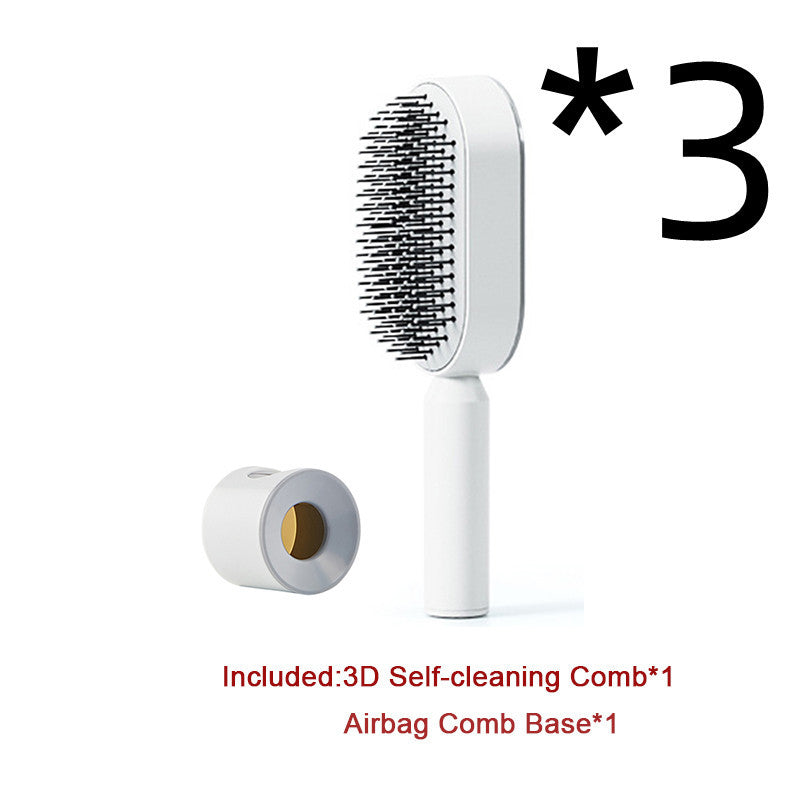 One Click Push Button Self Cleaning Hair Brush