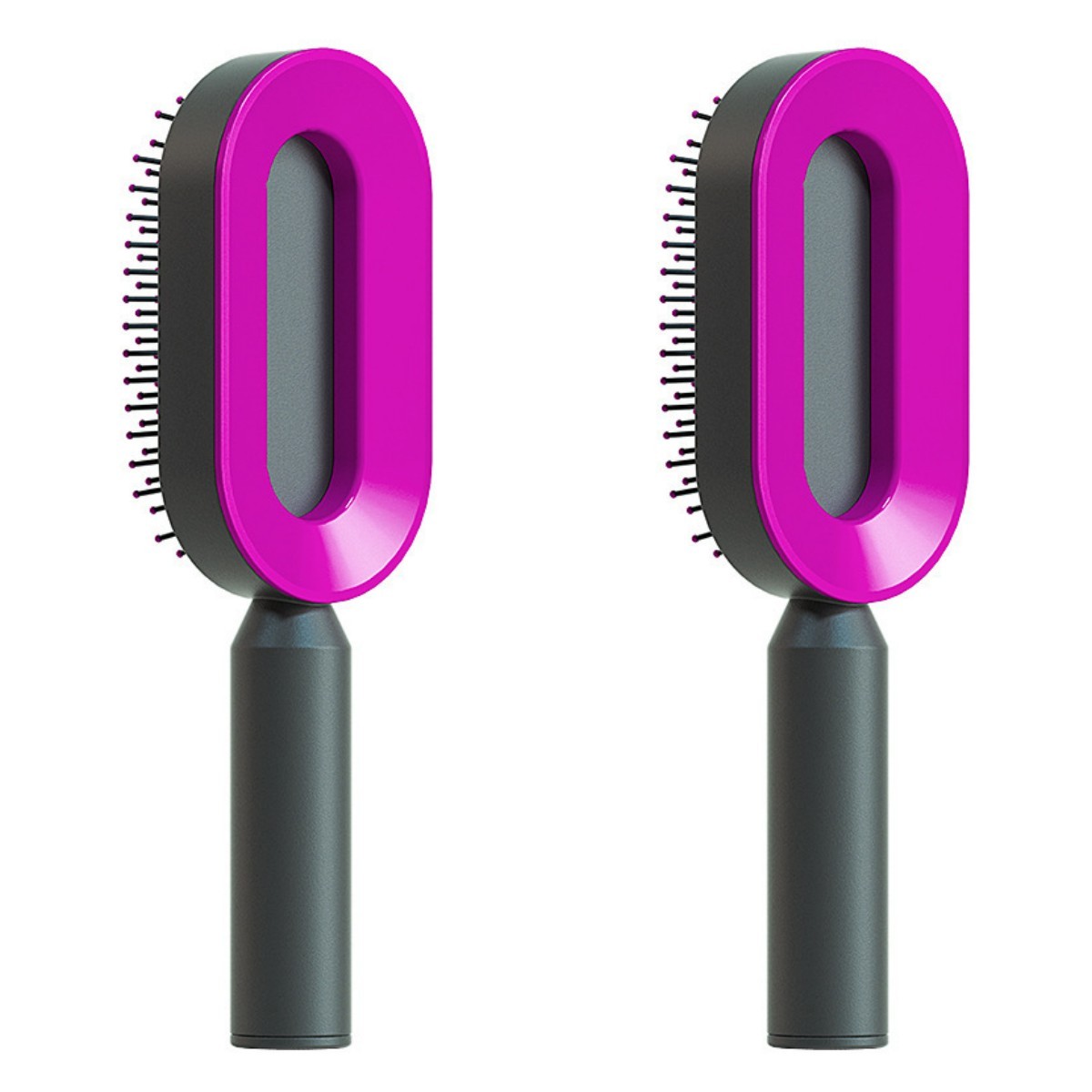 One Click Push Button Self Cleaning Hair Brush