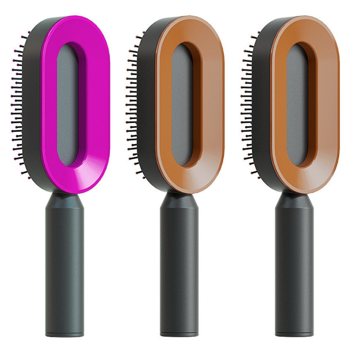 One Click Push Button Self Cleaning Hair Brush