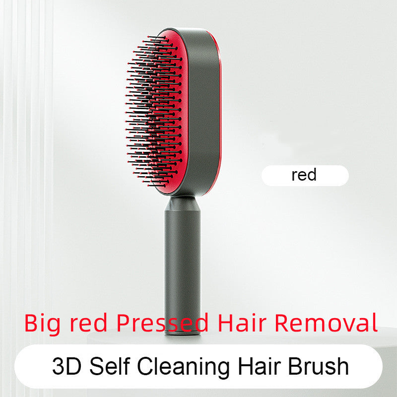 One Click Push Button Self Cleaning Hair Brush