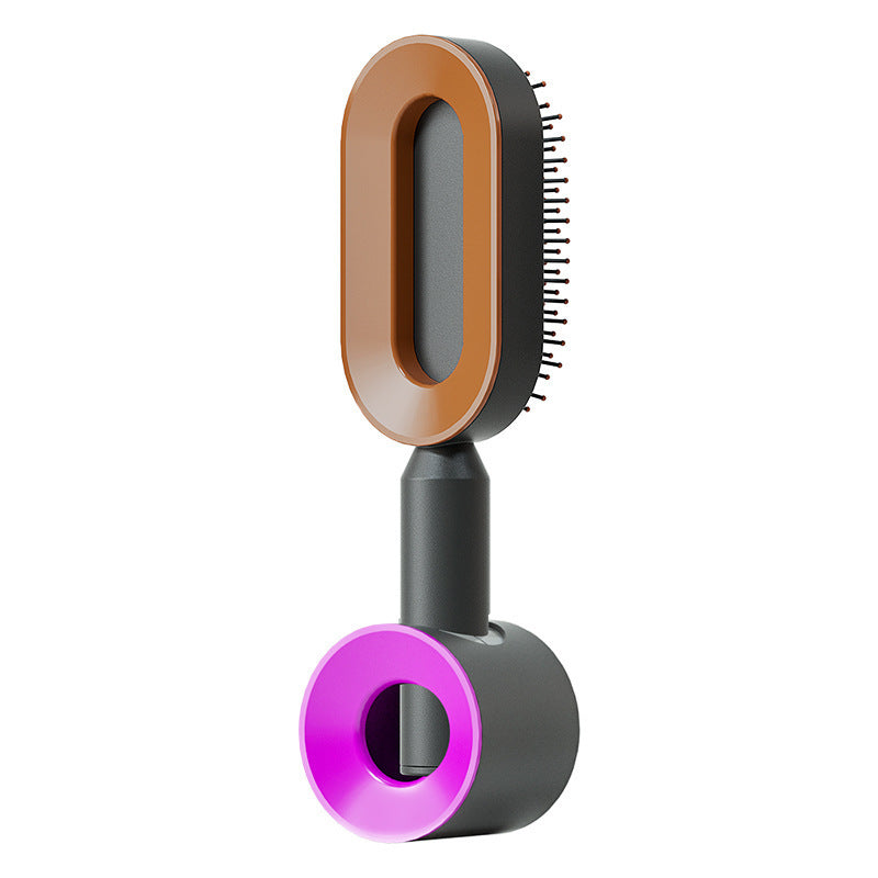 One Click Push Button Self Cleaning Hair Brush