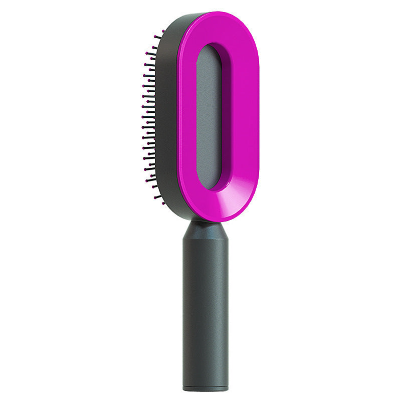 One Click Push Button Self Cleaning Hair Brush