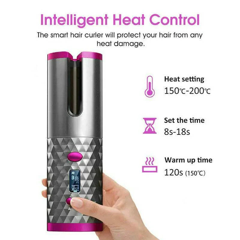 Wireless Ceramic Auto Rotating Hair Curler