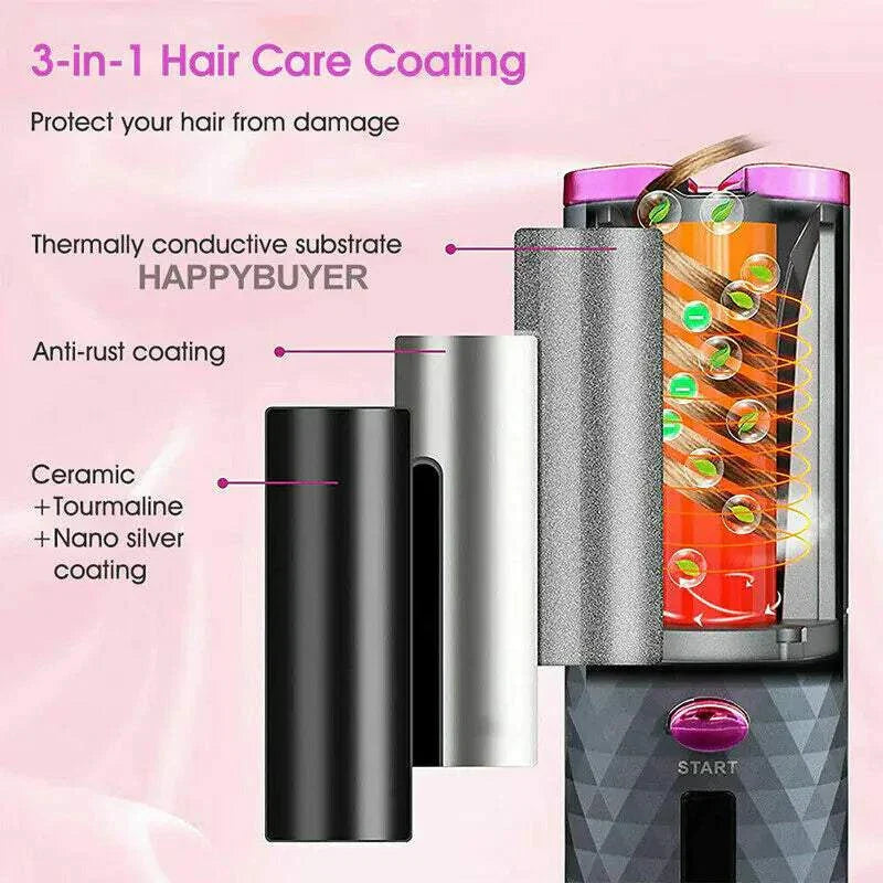 Wireless Ceramic Auto Rotating Hair Curler